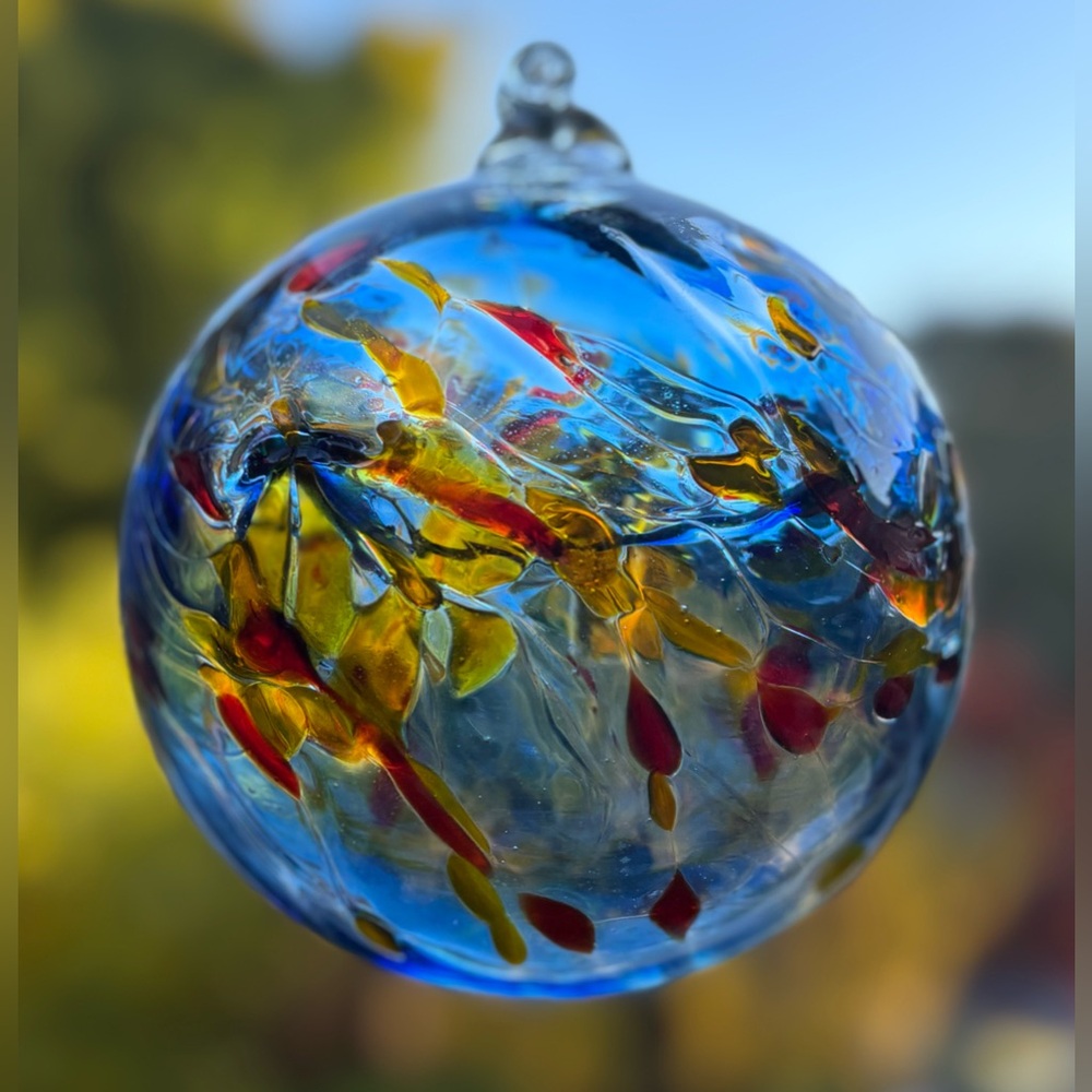 Garden Globe Suncatcher Multicolor Hand Blown Glass